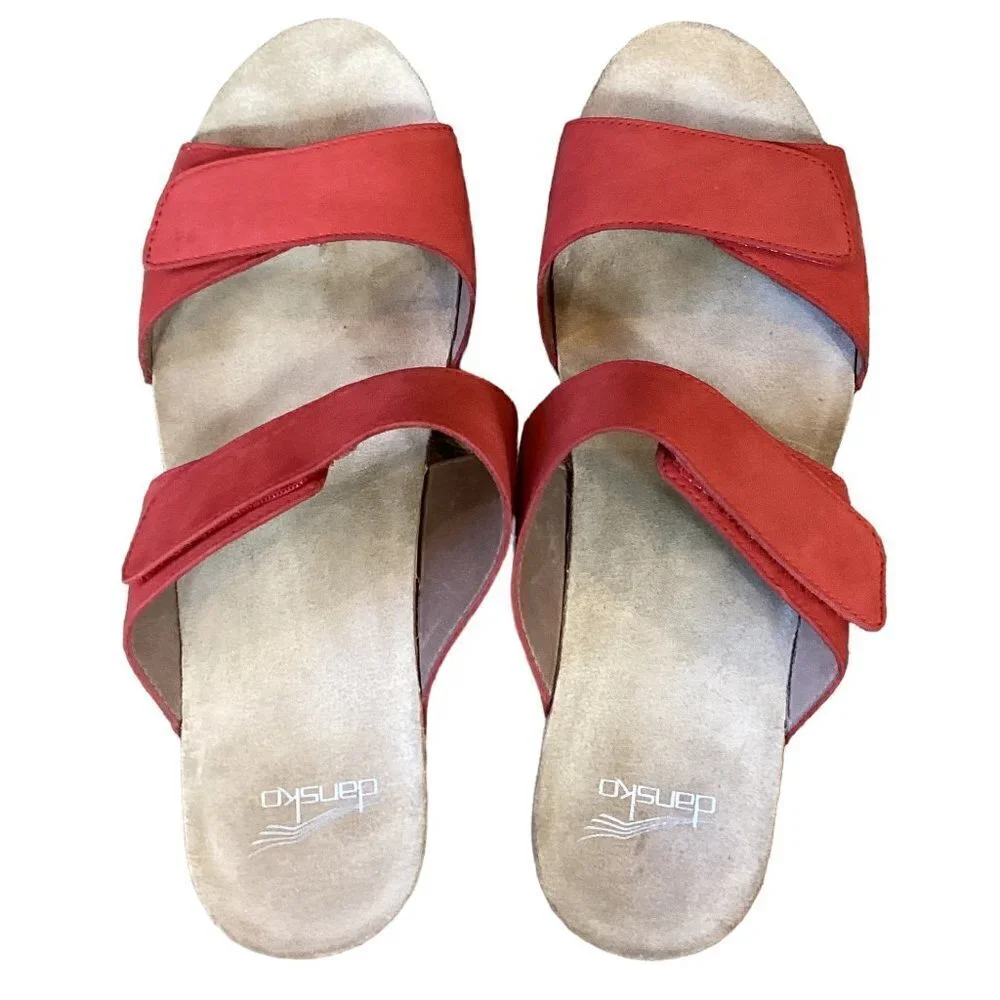 Dansko Vienna Milled Nubuck Double Strap Sandal 41 US 10.5-11 Tomato Red 272F - Picture 4 of 11
